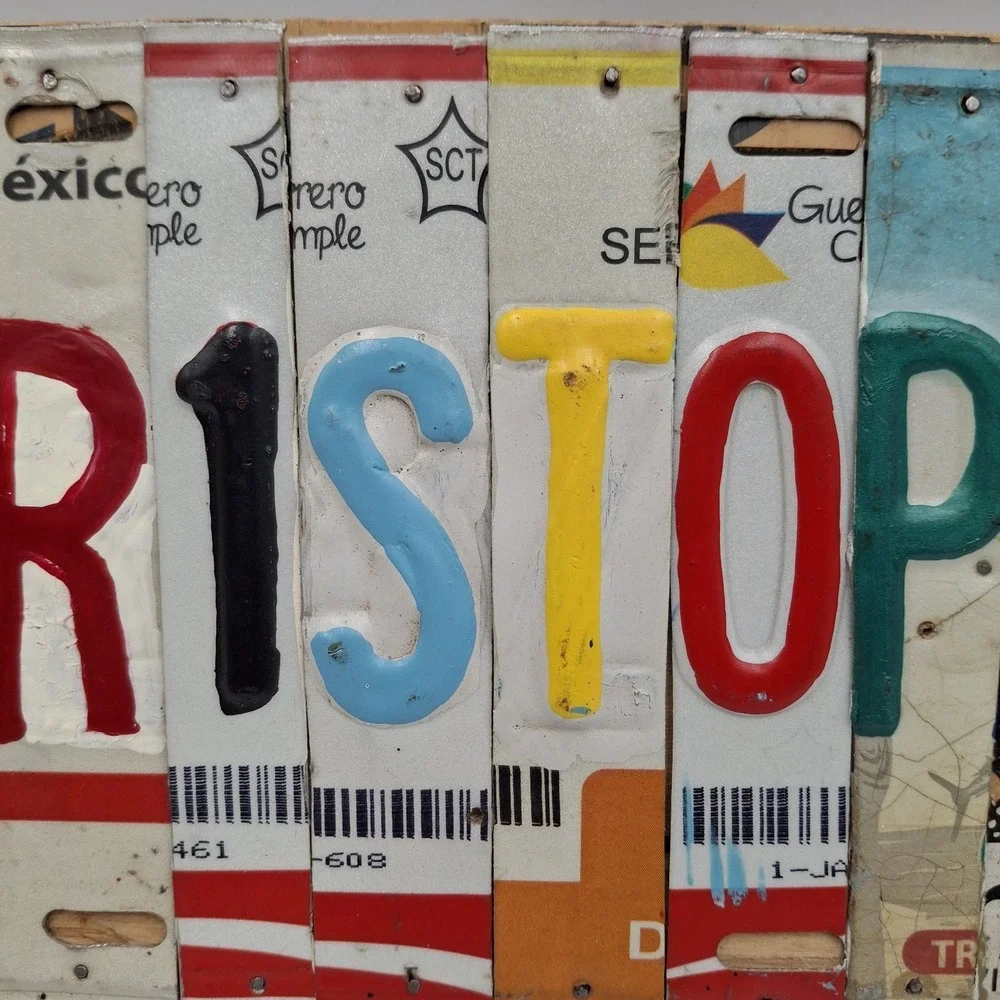 CHRISTOPHER License Plate Art Sign Name Custom Mexican Plates Folk Art Wood